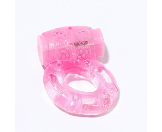 Розовое мягкое эрекционное кольцо с вибрацией, фото 