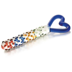 Стеклянный фаллос с ручкой-сердцем - 25 см., фото 