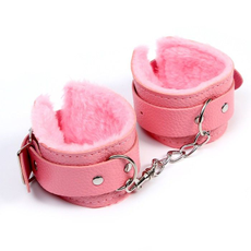 Стильные розовые наручники с мягкой подкладкой, фото 