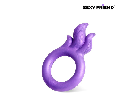 Фиолетовое эрекционное кольцо с язычками пламени, фото 