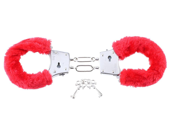 Наручники с красным мехом Beginners Furry Cuffs, фото 