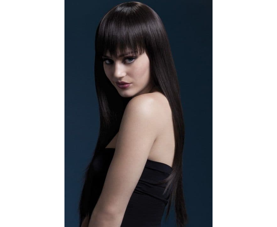 Каштановый парик с длинными прямыми волосами Jessica, Цвет: коричневый, Размер: S-M-L, фото 