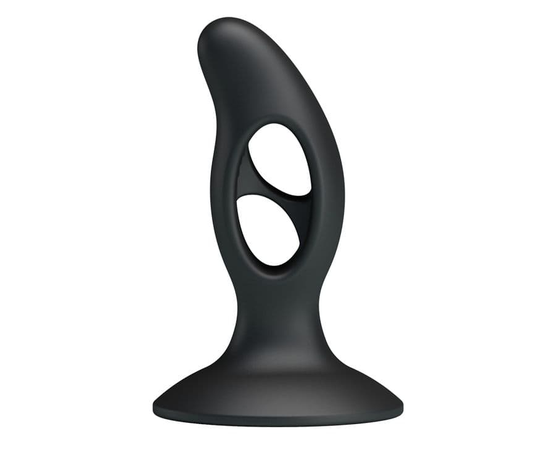Чёрный массажёр простаты Silicone Butt Plug - 9,3 см., фото 