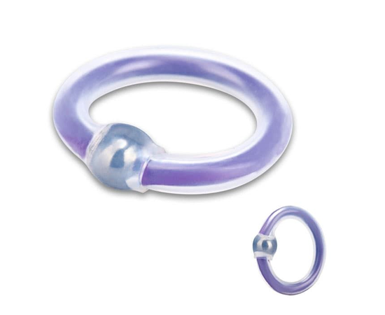 Эрекционное бело-фиолетовое кольцо на пенис с шариком, фото 