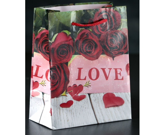 Маленький подарочный пакет "Love" - 15 х 12 см., фото 