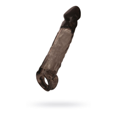 Чёрная насадка на пенис Tс подхватом - 19,5 см., фото 