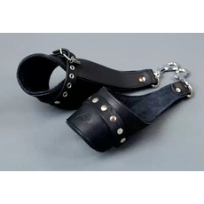 Чёрные кожаные наручники для подвешивания, фото 