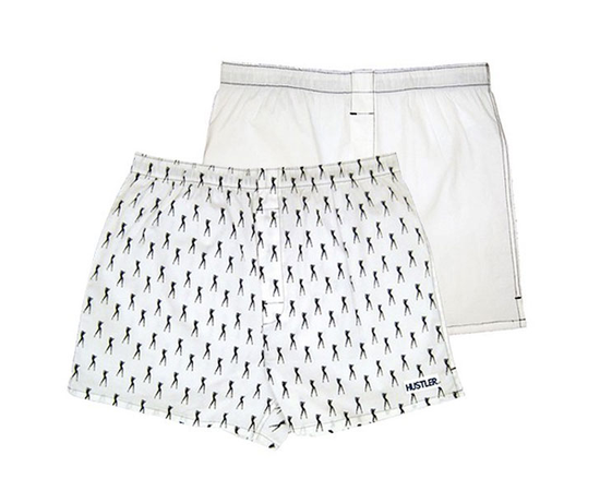 Комплект из 2 мужских трусов-шортов: белые и с мелким рисунком, Цвет: белый, Размер: XL, фото 