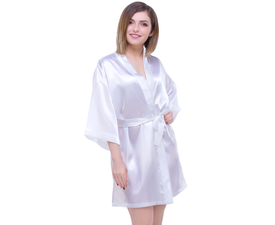 Коротенький халат-кимоно для невесты, Цвет: белый, Размер: F, фото 