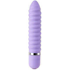 Фиолетовый ребристый мини-вибратор NEON WICKED WAND PURPLE - 11,4 см., фото 