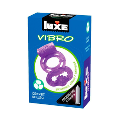 Фиолетовое эрекционное виброкольцо Luxe VIBRO "Секрет Кощея" + презерватив, фото 