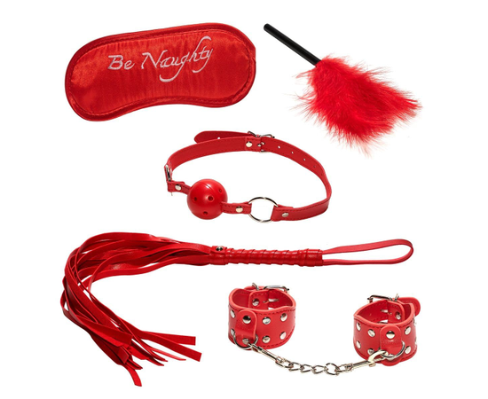 Эротический набор БДСМ из 5 предметов в красном цвете, фото 