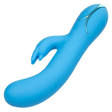Голубой вибромассажер Insatiable G Inflatable G-Bunny с функцией расширения - 21 см., фото 