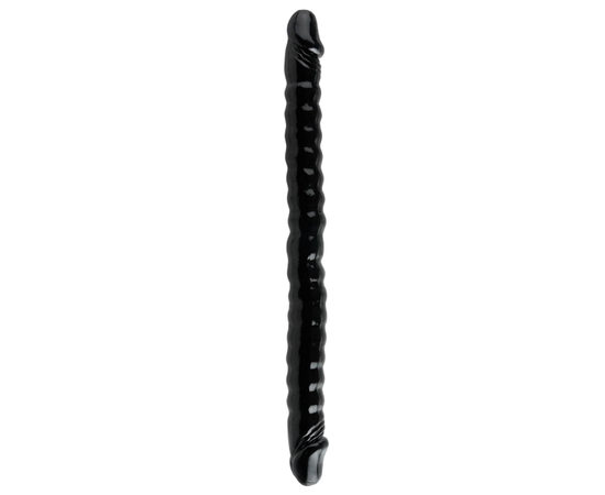 Черный двухголовый фаллоимитатор Basix Rubber Works 18" - 45 см., фото 