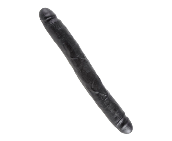 Чёрный двусторонний фаллоимитатор 12" Slim Double Dildo - 30 см., Цвет: черный, фото 