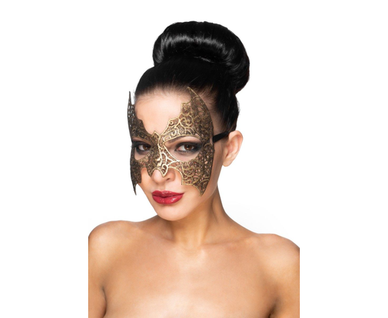 Золотистая карнавальная маска "Алиот", Цвет: золотистый, фото 