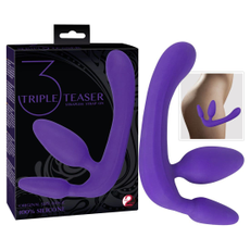 Фиолетовый безремневой страпон с двумя пробками, Цвет: фиолетовый, фото 
