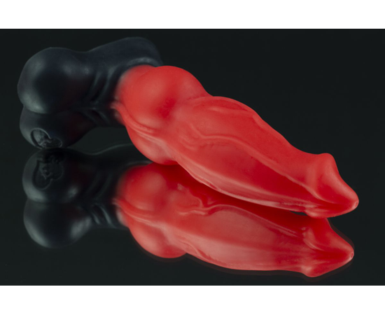 Красно-черный фаллоимитатор собаки "Дог mini" - 18 см., фото 
