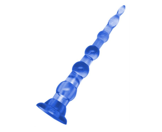 Синяя анальная цепочка с пулькой EROTICON PYRAMID GELS - 21,5 см., фото 