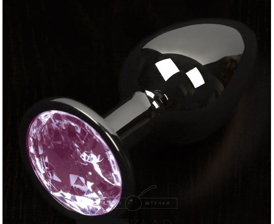Графитовая анальная пробка с розовым кристаллом - 8,5 см., фото 