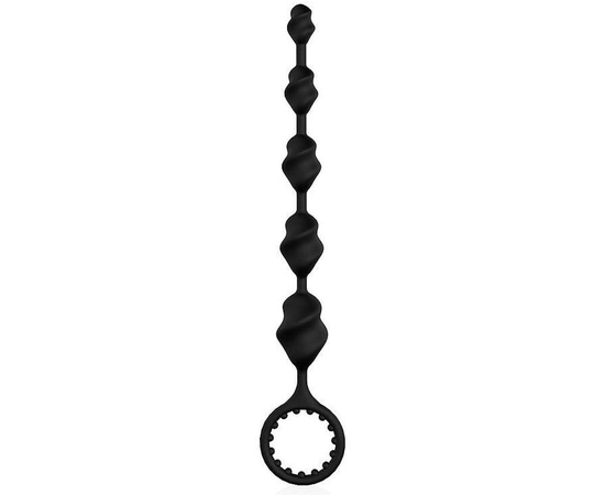 Черная анальная цепочка-елочка с колечком-ограничителем - 23,1 см., фото 