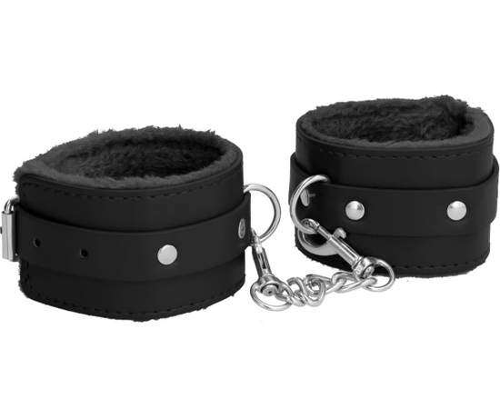 Черные поножи Plush Leather Ankle Cuffs, фото 