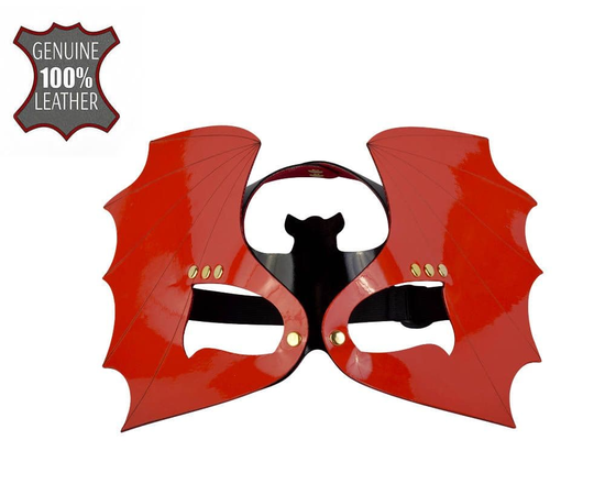 Красно-черная лаковая маска "Летучая мышь", фото 