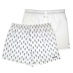 Комплект из 2 мужских трусов-шортов: белые и с мелким рисунком, Цвет: белый, Размер: XL, фото 