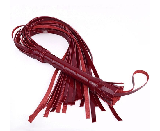 Бордовая лаковая плеть с ручкой - 65 см., фото 