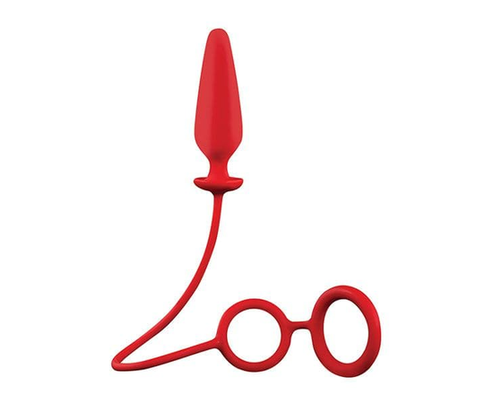 Красное эрекционное кольцо с подхватом и анальным стимулятором MENZSTUFF 3.5INCH DOUBLE RING ANAL PLUG, фото 