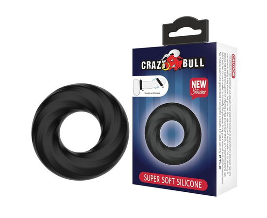 Чёрное эластичное эрекционное кольцо Super Soft, фото 
