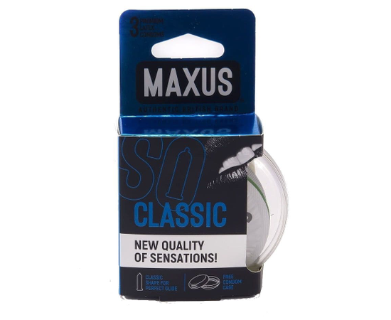 Классические презервативы в пластиковом кейсе MAXUS Classic - 3 шт., фото 