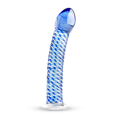 Голубой стеклянный фаллоимитатор Glass Dildo No.5 - 18 см., фото 