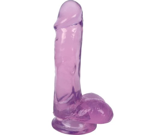 Фиолетовый гелевый фаллоимитатор Slim Stick with Balls - 15,2 см., фото 
