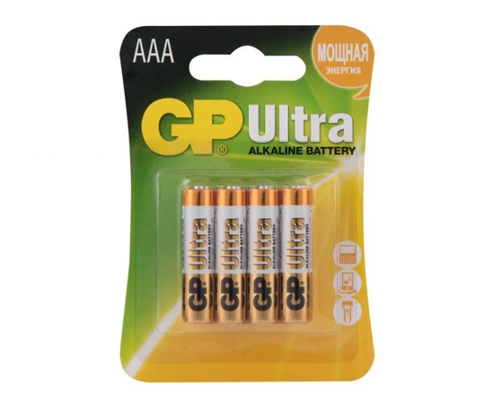 Батарейки алкалиновые GP Ultra Alkaline 24А AАA/LR03 - 4 шт., фото 