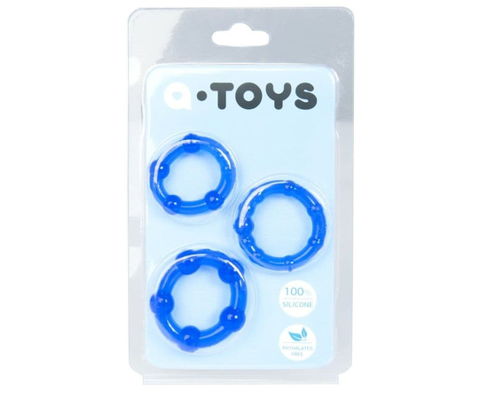Набор из 3 синих эрекционных колец A-toys, фото 