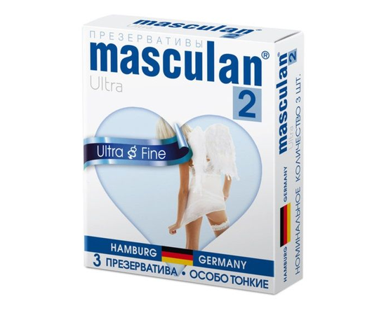 Ультратонкие презервативы Masculan Ultra 2 Fine с обильной смазкой - 3 шт., фото 