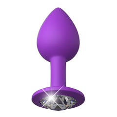 Фиолетовая анальная пробка с прозрачным стразом Her Little Gems Small Plug - 7,4 см., фото 