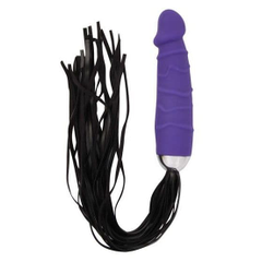Черная плеть с фиолетовой рукоятью-фаллоимитатором, фото 