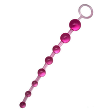 Розовая анальная цепочка с ручкой - 30 см., фото 