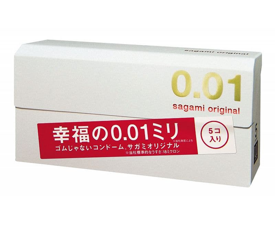 Супертонкий презерватив Sagami Original 0.01, Длина: 17.00, Объем: 5 шт., фото 