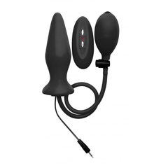 Чёрный анальный стимулятор с функцией расширения и вибрацией Inflatable Vibrating Silicone Plug - 12,2 см., фото 