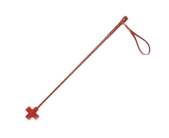 Красный кожаный стек с крестообразным наконечником - 70 см., фото 