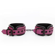 Розово-черные наручники с регулируемыми застежками, фото 
