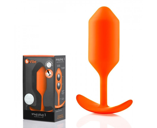 Оранжевая пробка для ношения B-vibe Snug Plug 3 - 12,7 см., Длина: 12.70, Цвет: оранжевый, фото 