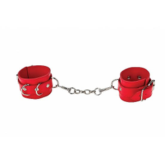 Красные кожаные наручники с заклёпками, фото 