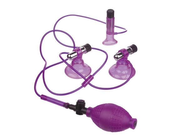 Виброприсоски-помпы для стимуляции сосков и клитора Triple Suckers, Цвет: фиолетовый, фото 