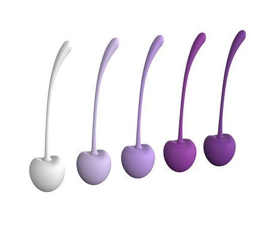 Набор из 5 фиолетово-белых шариков CHERRY KEGEL EXERCISERS, Цвет: фиолетовый с белым, фото 