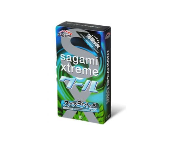 Презерватив Sagami Xtreme Mint с ароматом мяты, Длина: 19.00, Объем: 10 шт., Цвет: прозрачный, фото 