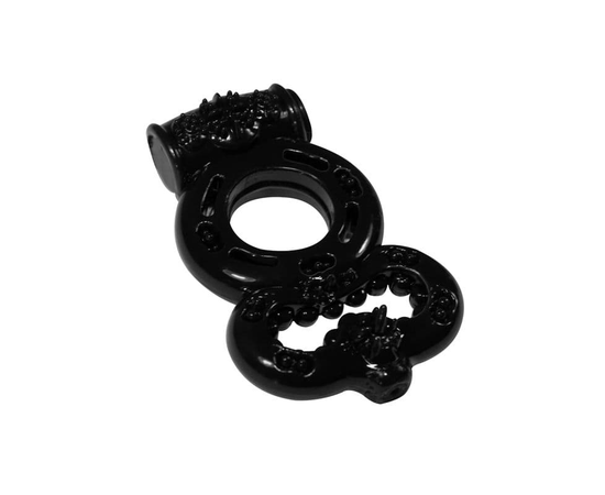 Чёрное эрекционное кольцо Rings Treadle с подхватом, фото 